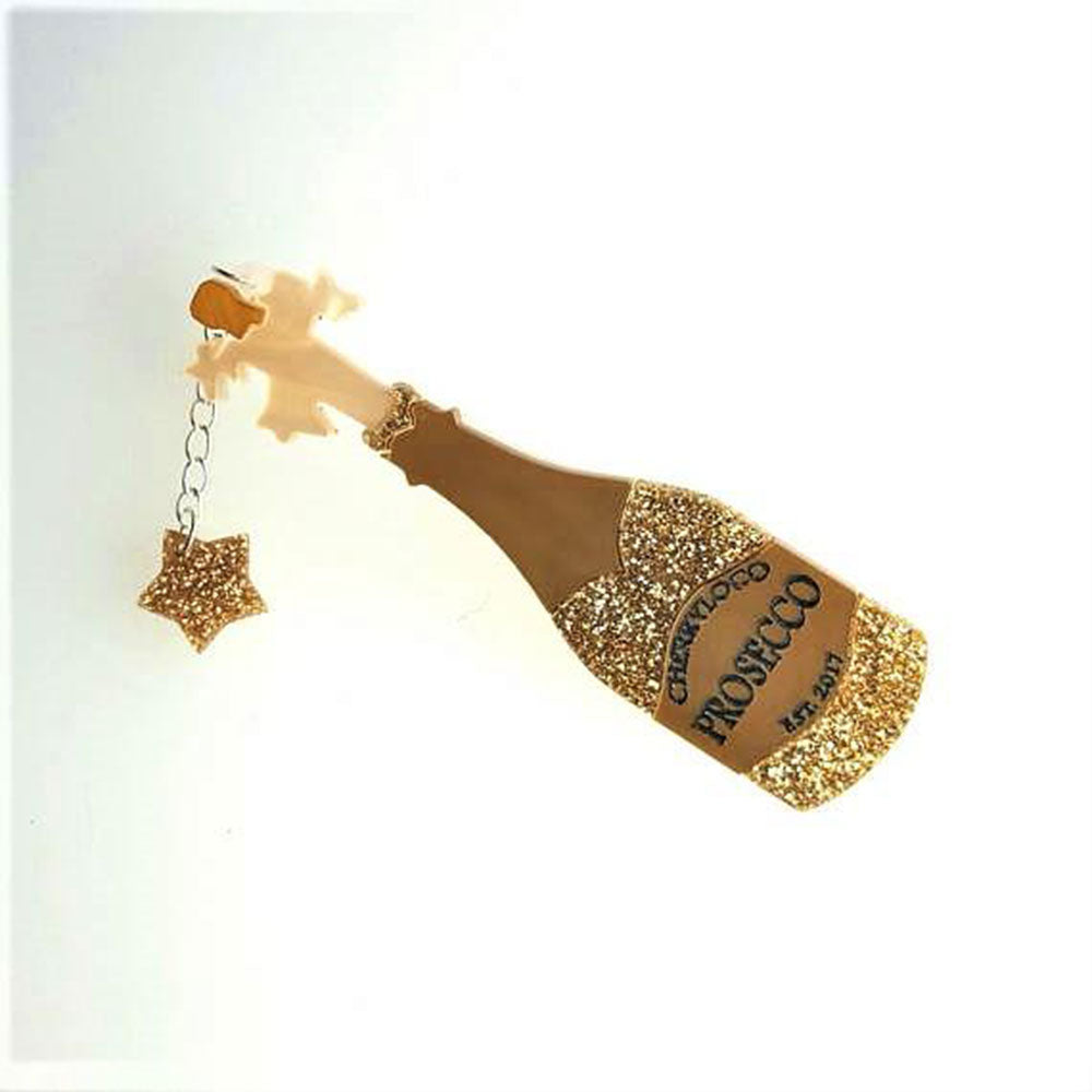 Popping Prosecco Bottle Brooch by Cherryloco Jewellery 2