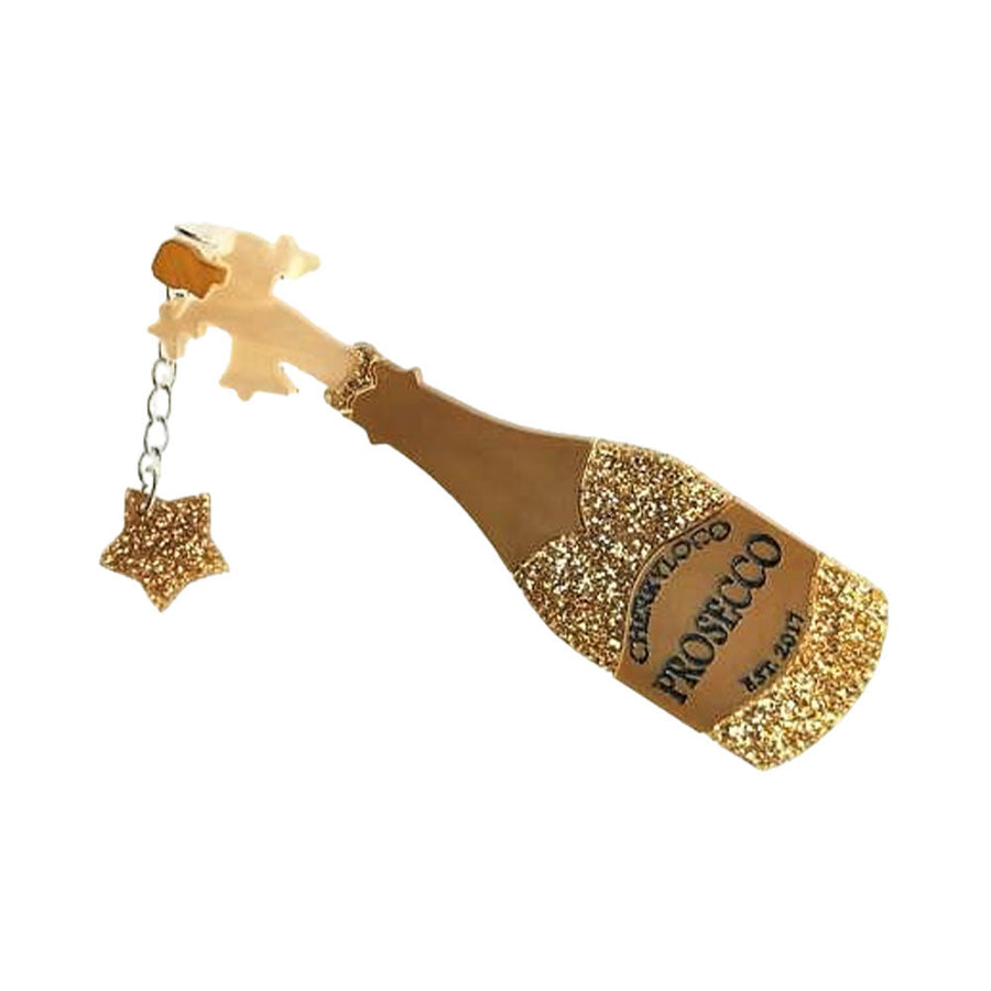 Popping Prosecco Bottle Brooch by Cherryloco Jewellery 1