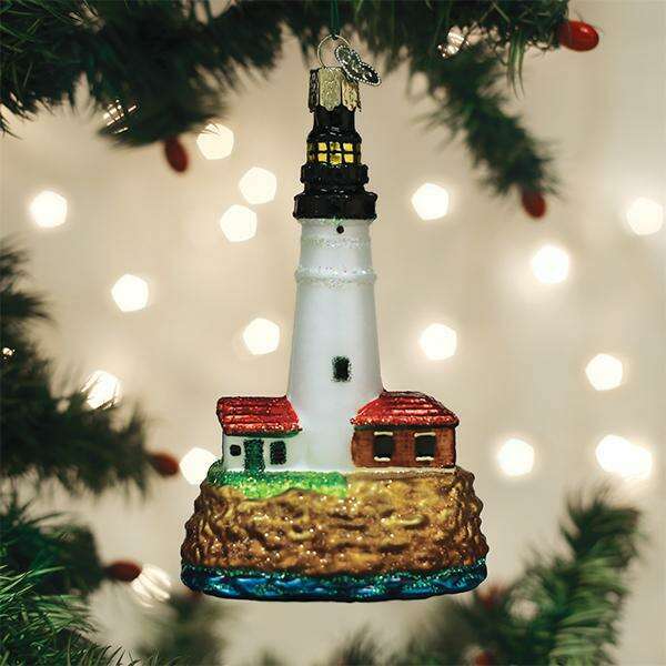 Old World Christmas Portland Head Lighthouse Blown Glass Ornament