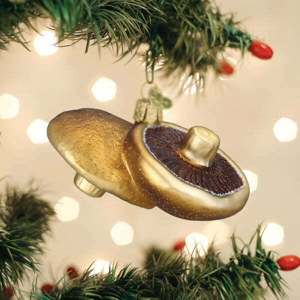 Old World Christmas Portobello Mushrooms Blown Glass Ornament