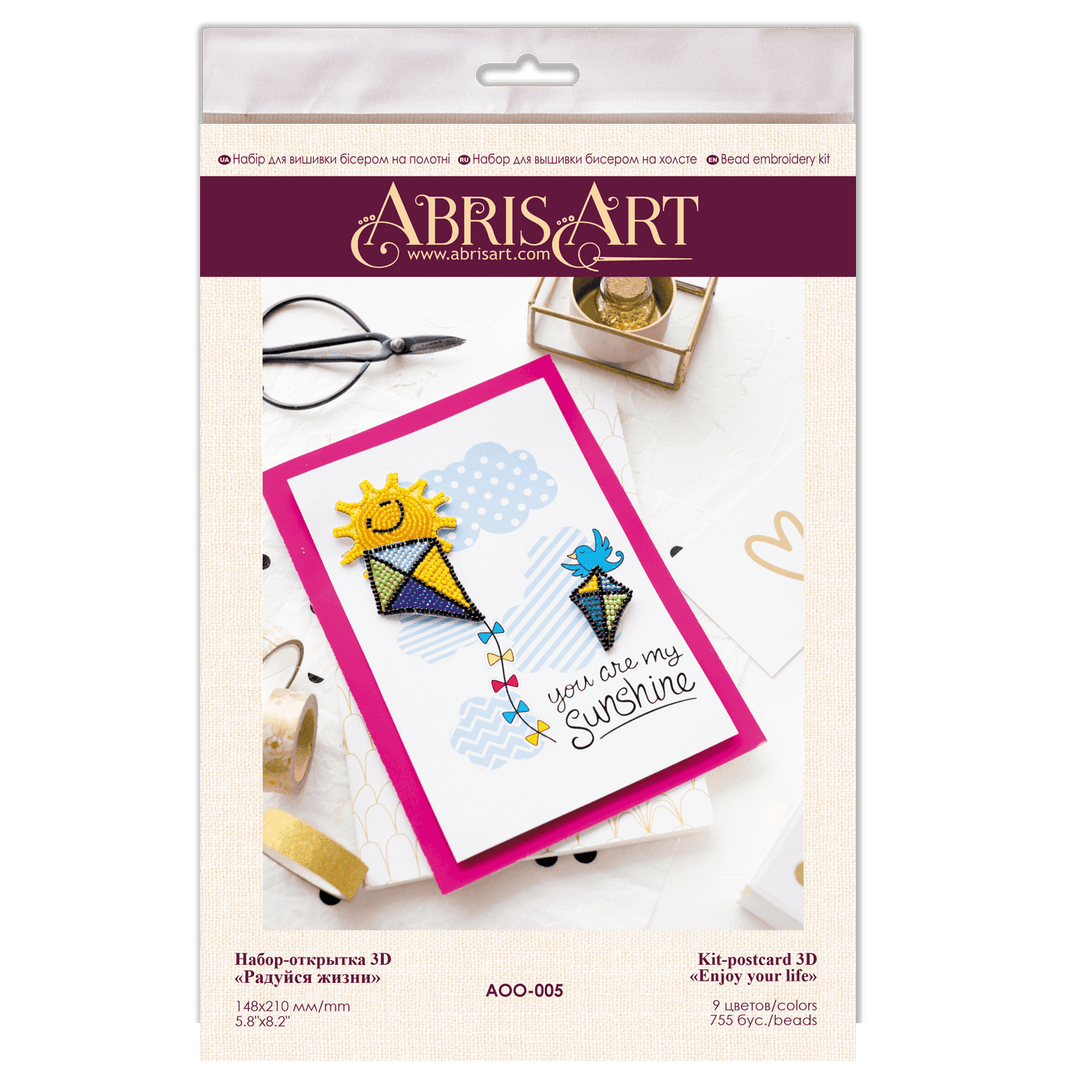 Postcard cross-stitch kit - Be pleased of your life! AOO-005