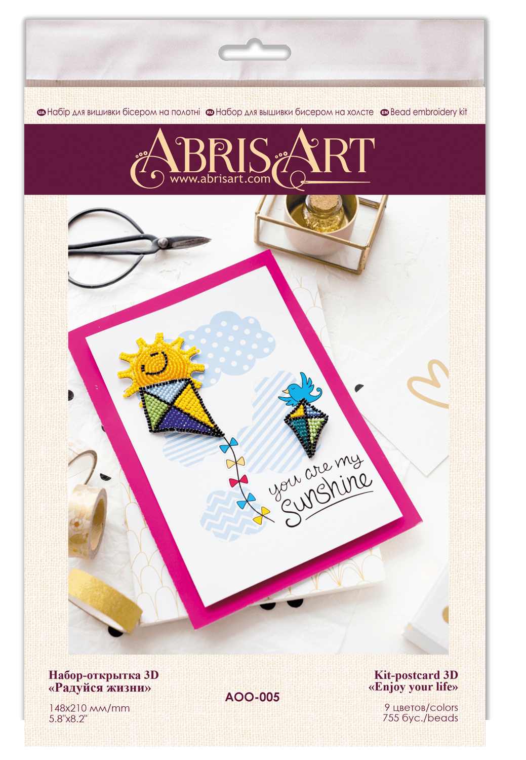 Postcard cross-stitch kit - Be pleased of your life! AOO-005