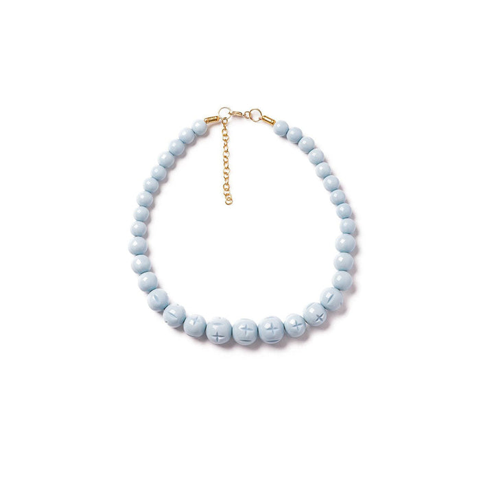 Powder Blue Heavy Carve Bead Necklace by Splendette image