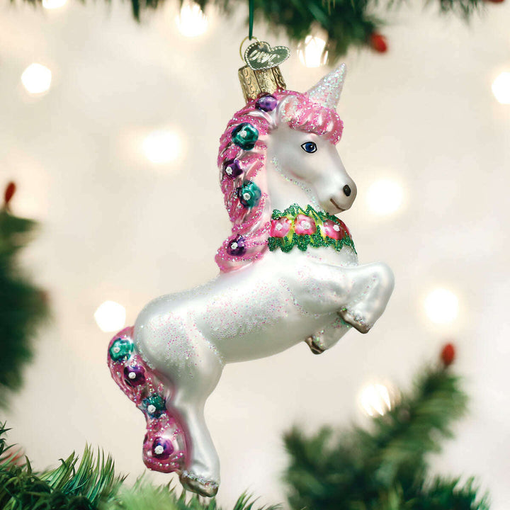 Old World Christmas Prancing Unicorn Blown Glass Ornament