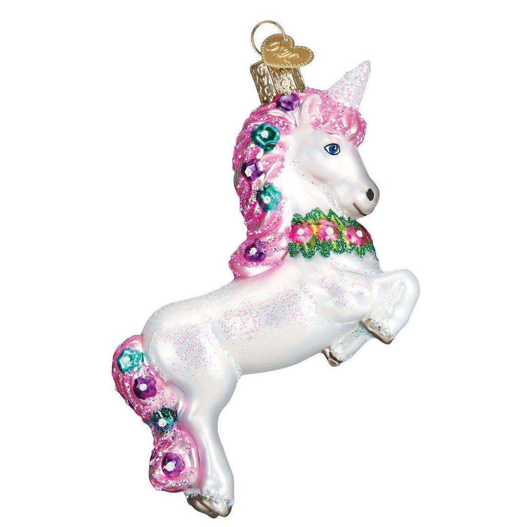 Old World Christmas Prancing Unicorn Blown Glass Ornament