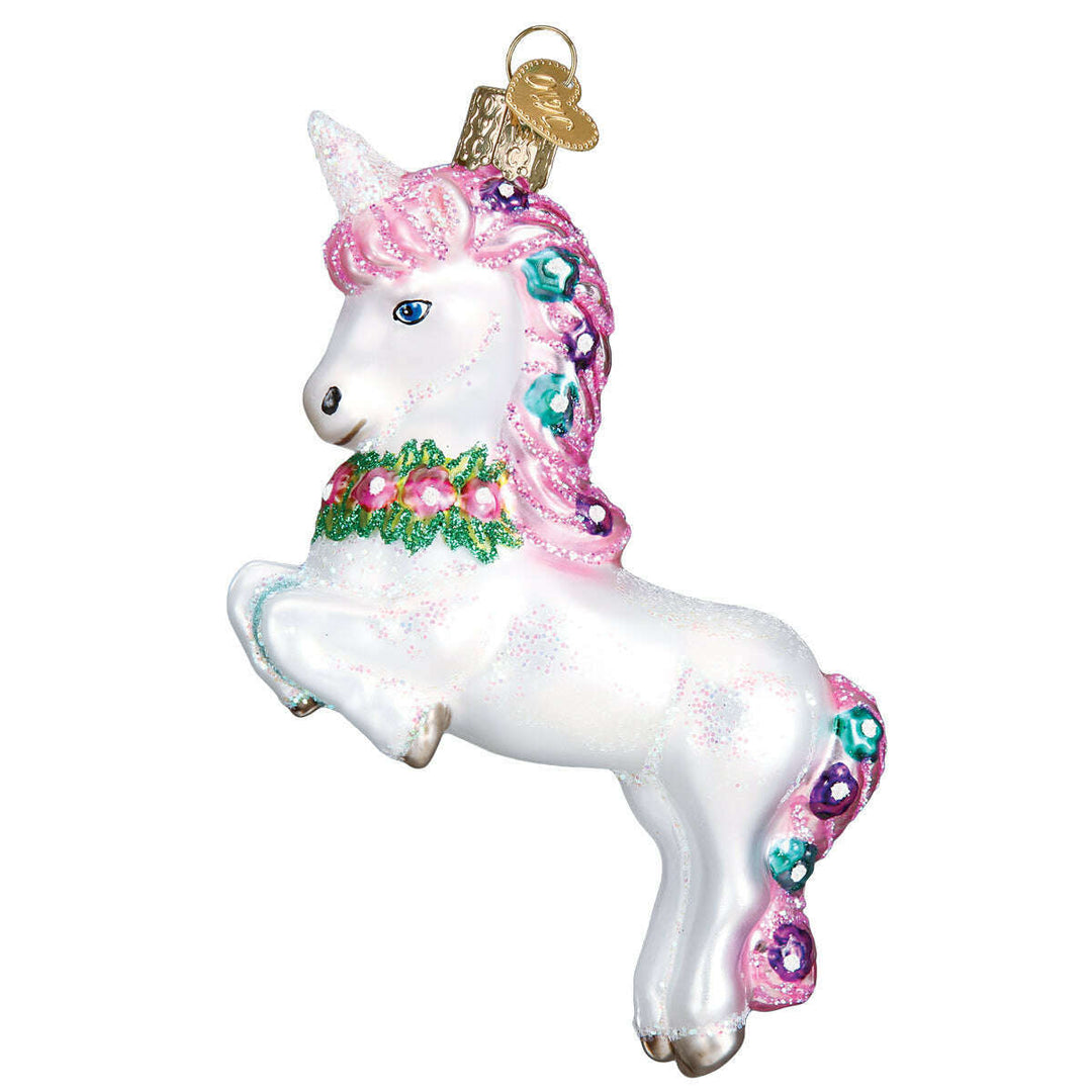 Old World Christmas Prancing Unicorn Blown Glass Ornament