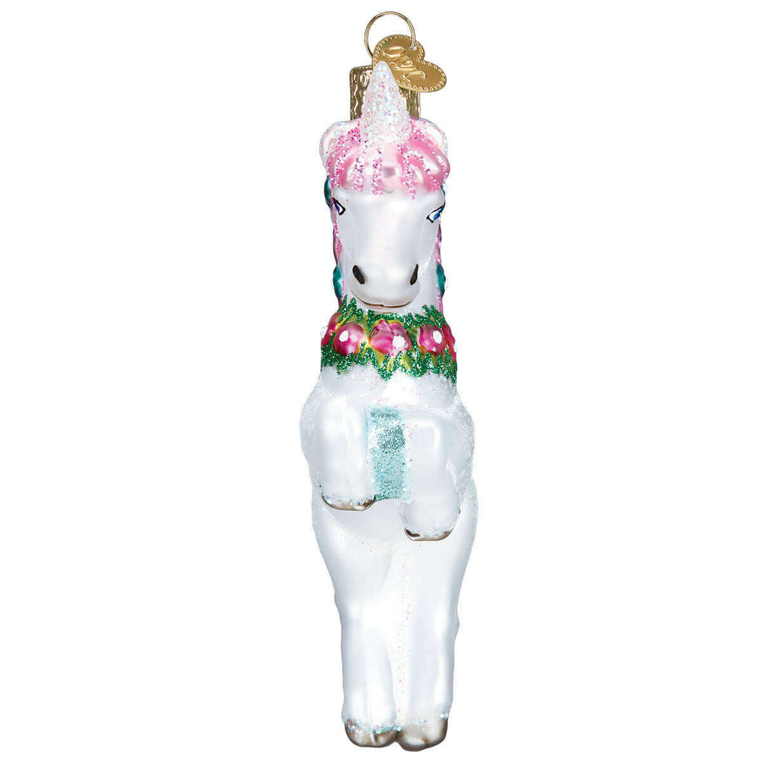 Old World Christmas Prancing Unicorn Blown Glass Ornament