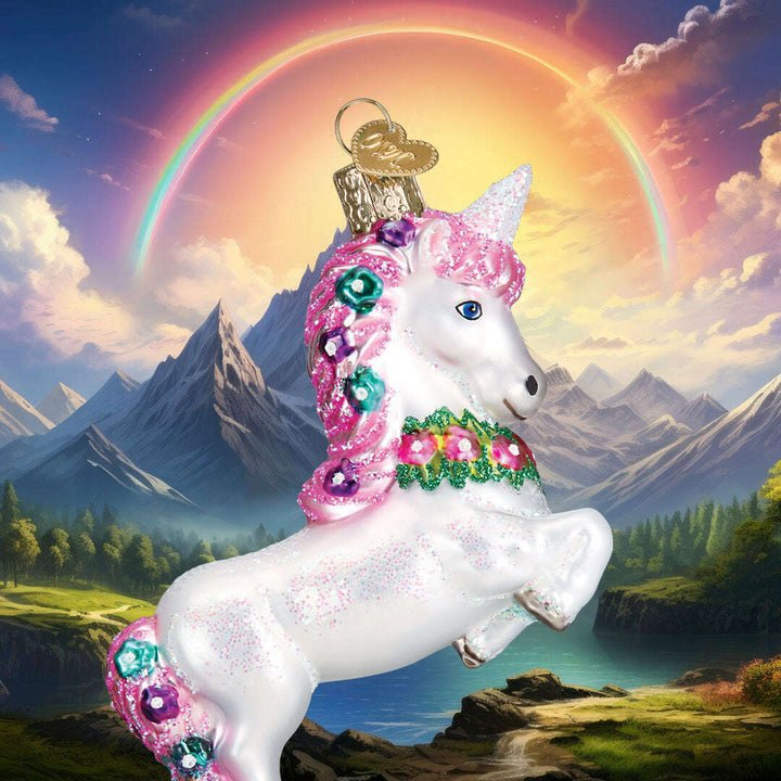 Old World Christmas Prancing Unicorn Blown Glass Ornament