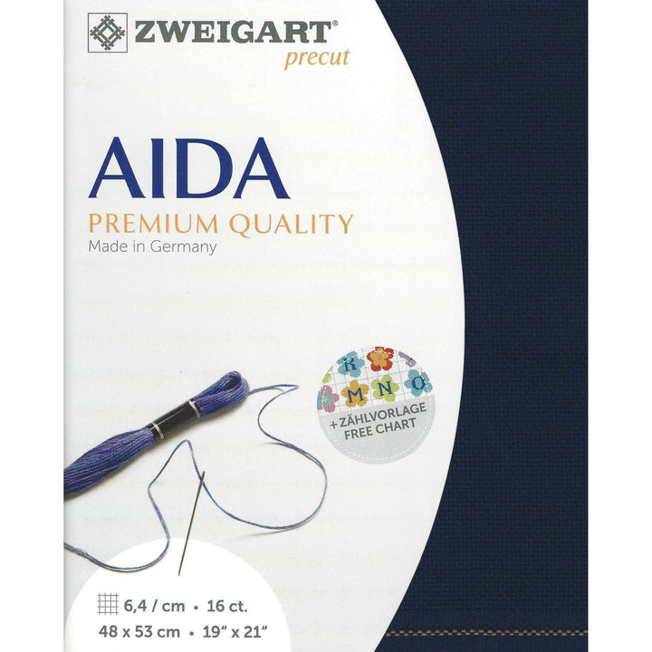 Precut Zweigart Aida 3251/589 Navy Blue