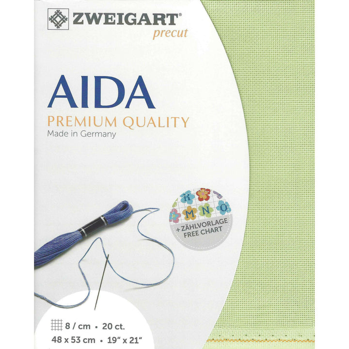 Precut Zweigart Aida extra fine 20 count Light Green 3326/6083