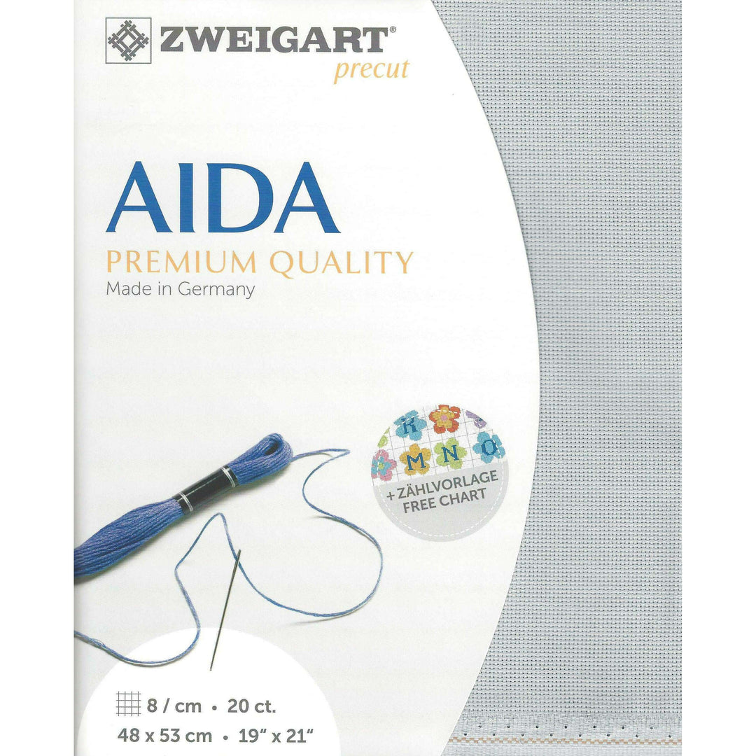 Precut Zweigart Aida extra fine 20 count Pearl Grey 3326/705