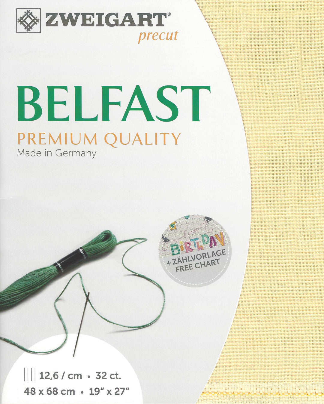Precut Zweigart Belfast 32 count Lemon Yellow/Autumn Gold 3609/2127