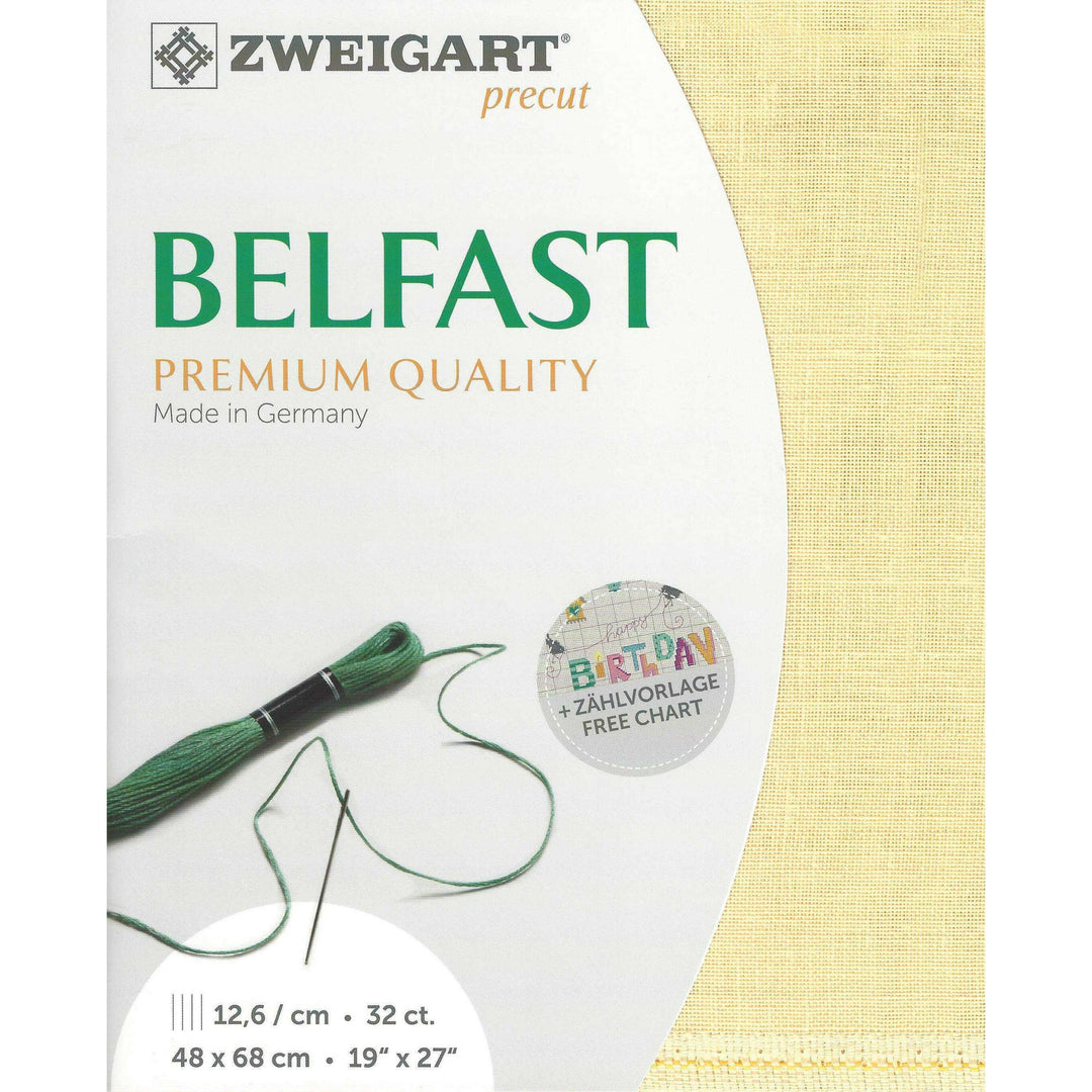 Precut Zweigart Belfast 32 count Lemon Yellow/Autumn Gold 3609/2127