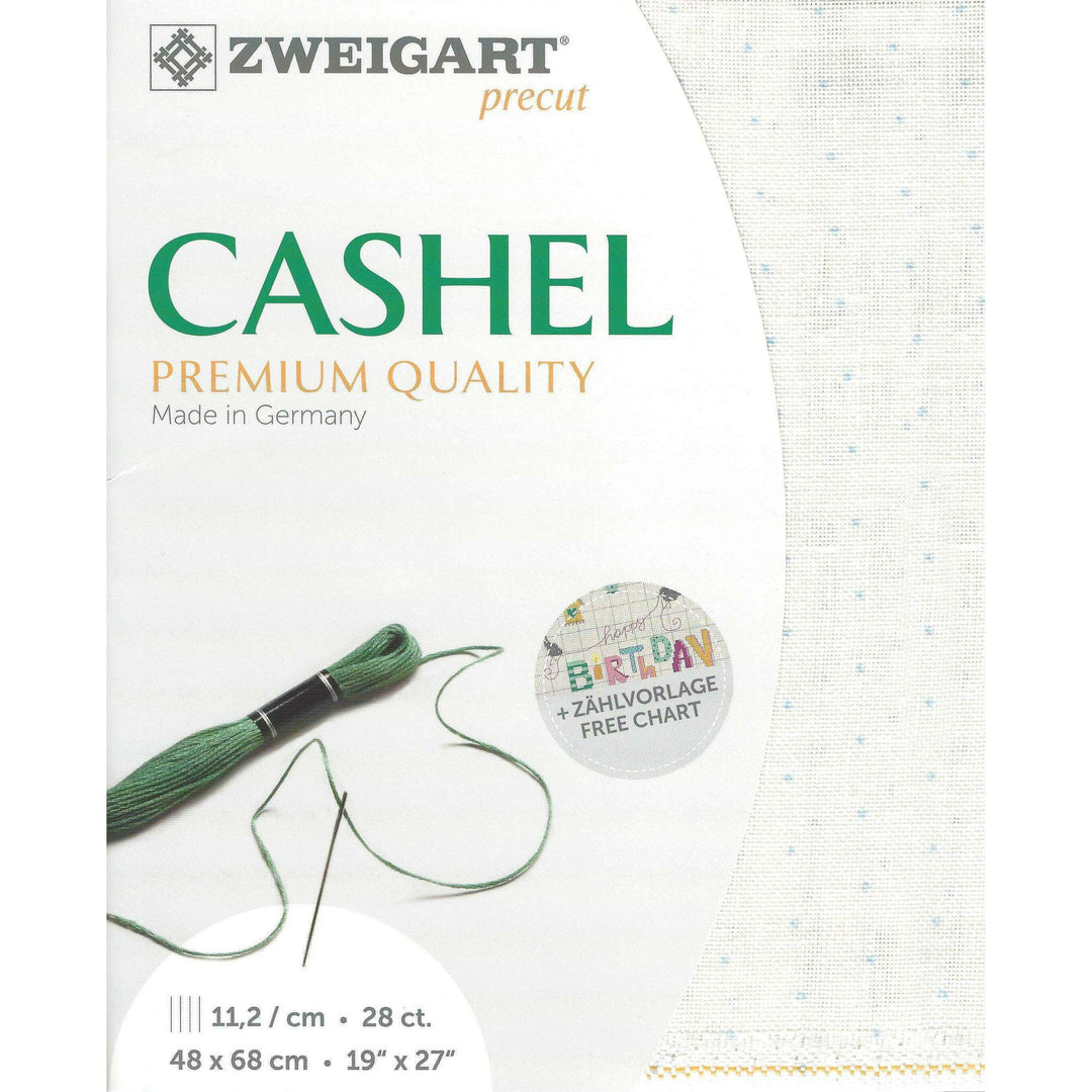 Precut Zweigart Cashel Mini Dots 28 count White with Grey Mini Dots 3281/1129