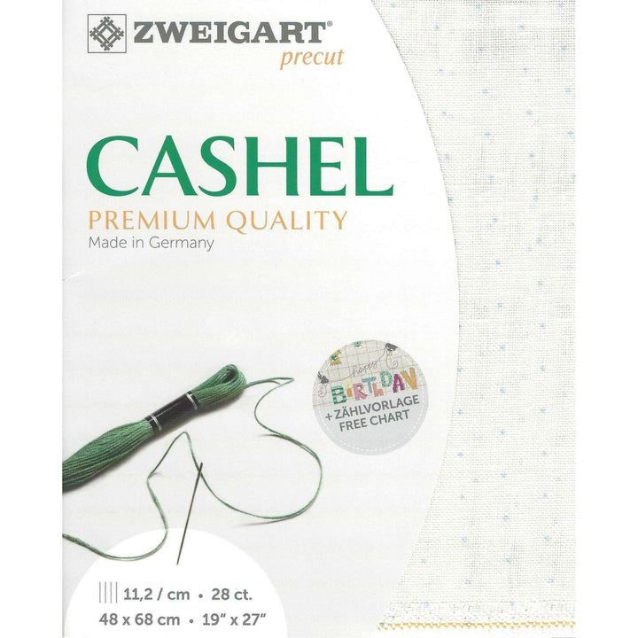 Precut Zweigart Cashel Mini Dots 28 count White with Grey Mini Dots 3281/1129