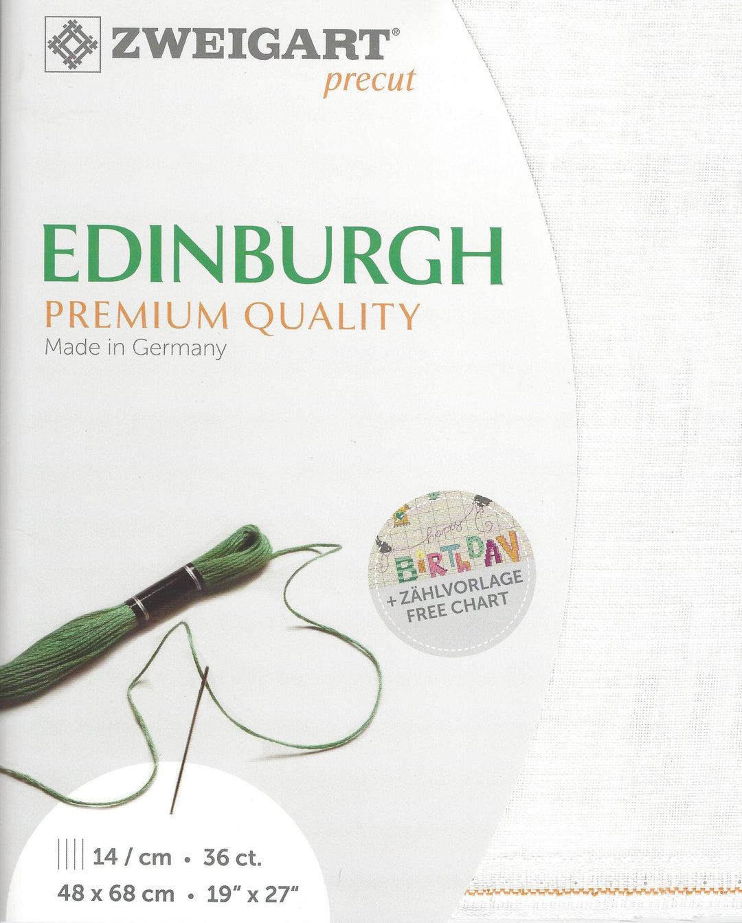 Precut Zweigart Edinburgh 36 count White 3217/100
