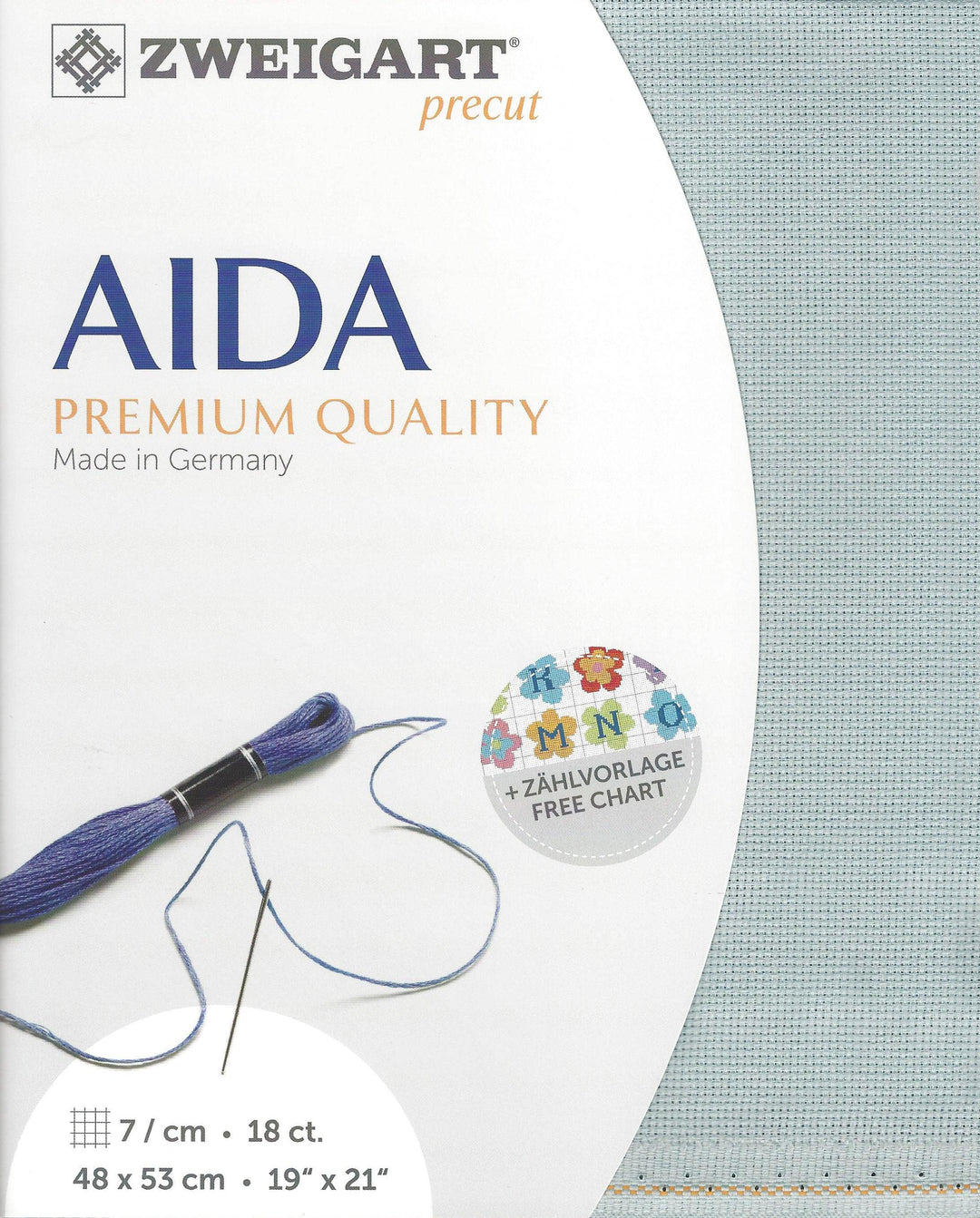 Precut Zweigart Fein-Aida 18 count Smoky Blue 3793/5018