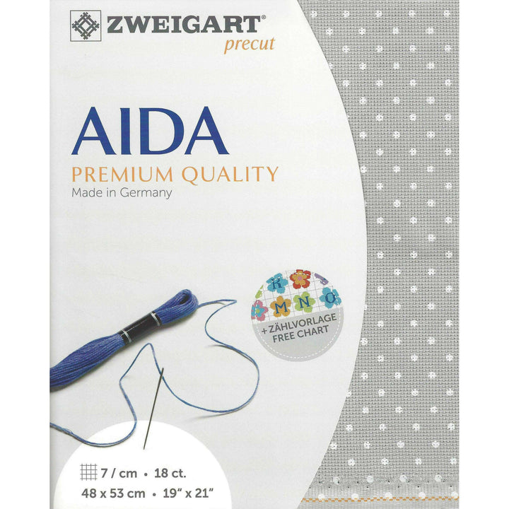 Precut  Zweigart Fein-Aida Petit Point 18 count Grey with White Points 3793/7349