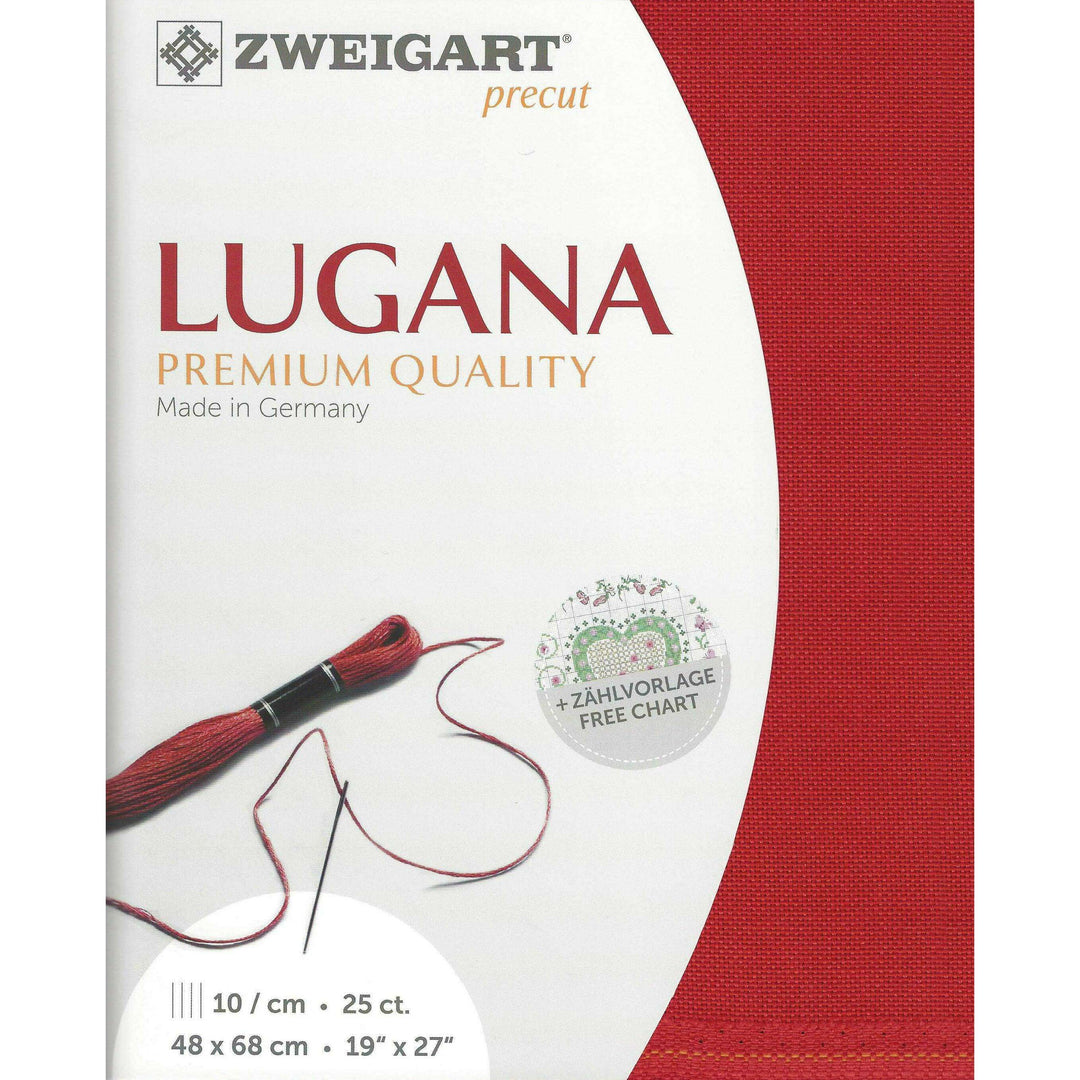 Precut Zweigart Lugana 25 count Christmas Red 3835/954