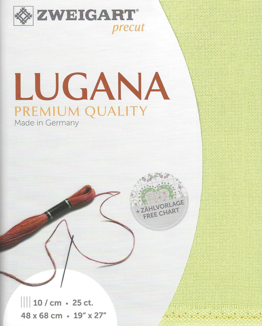 Precut Zweigart Lugana 25 count Lime Green 3835/6140