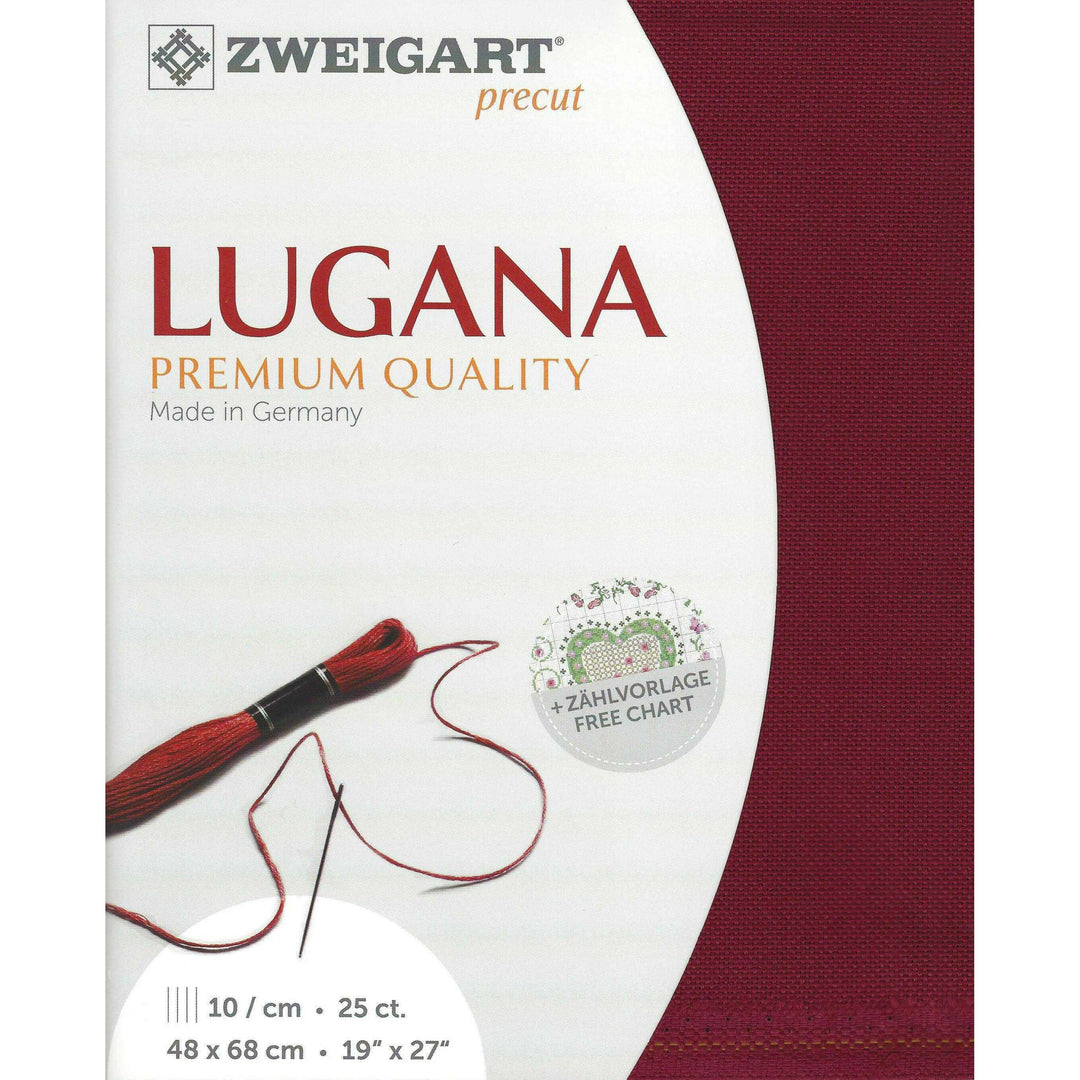 Precut Zweigart Lugana 25 count Victorian Red 3835/906