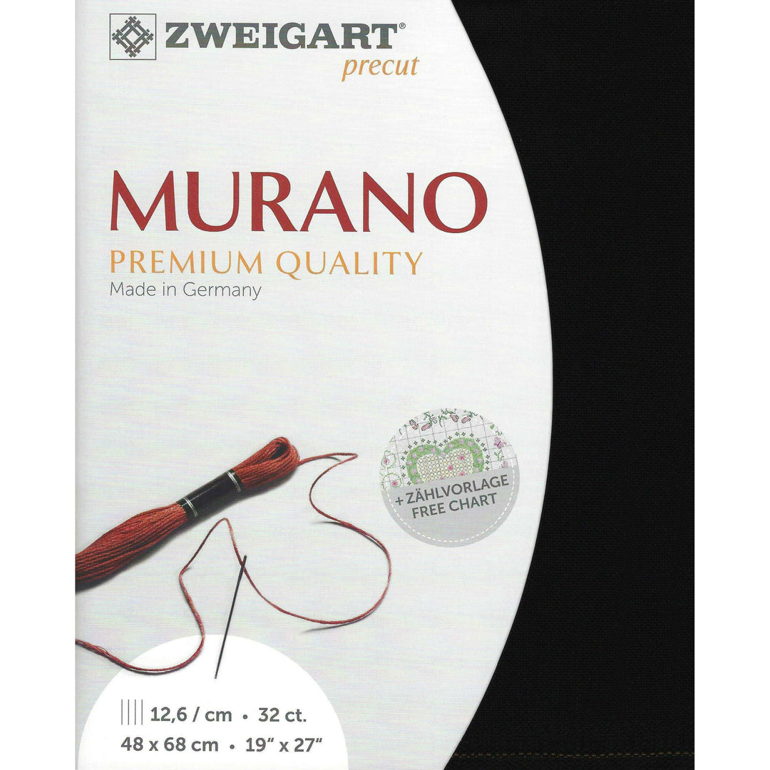 Precut  Zweigart Murano 32 count Black 3984/720