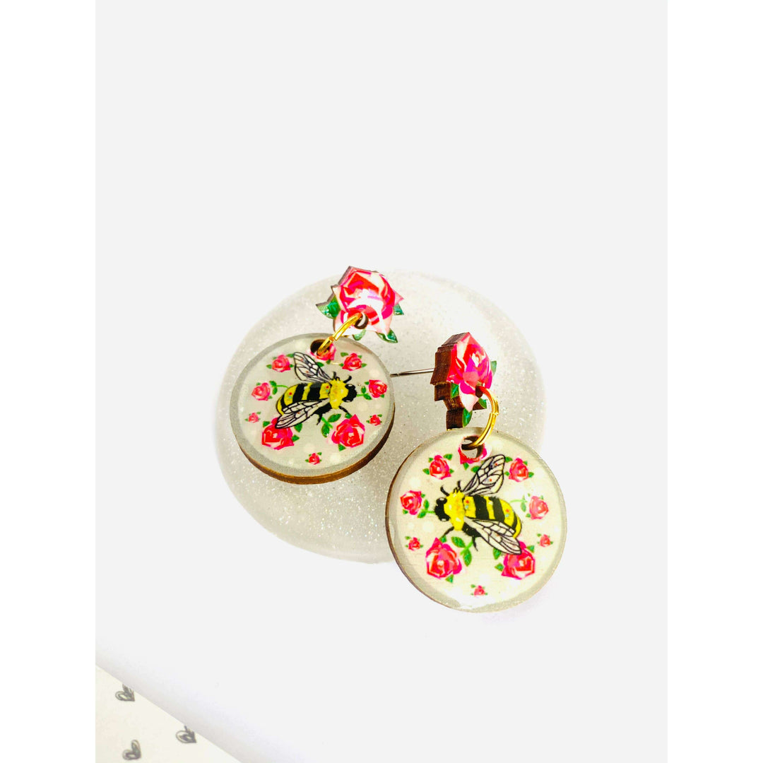 Pretty Bee & Roses Earrings by Rose Rose Parker