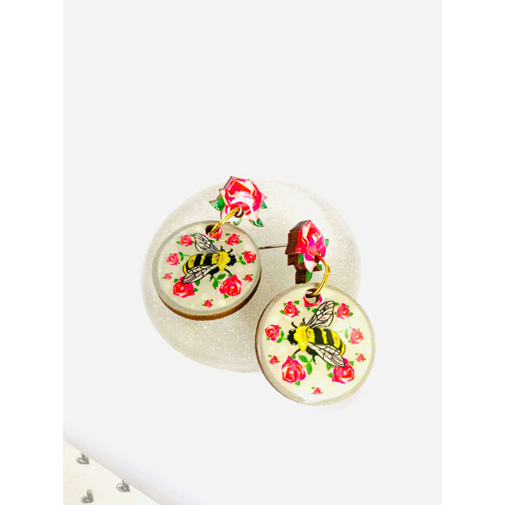 Pretty Bee & Roses Earrings by Rose Rose Parker