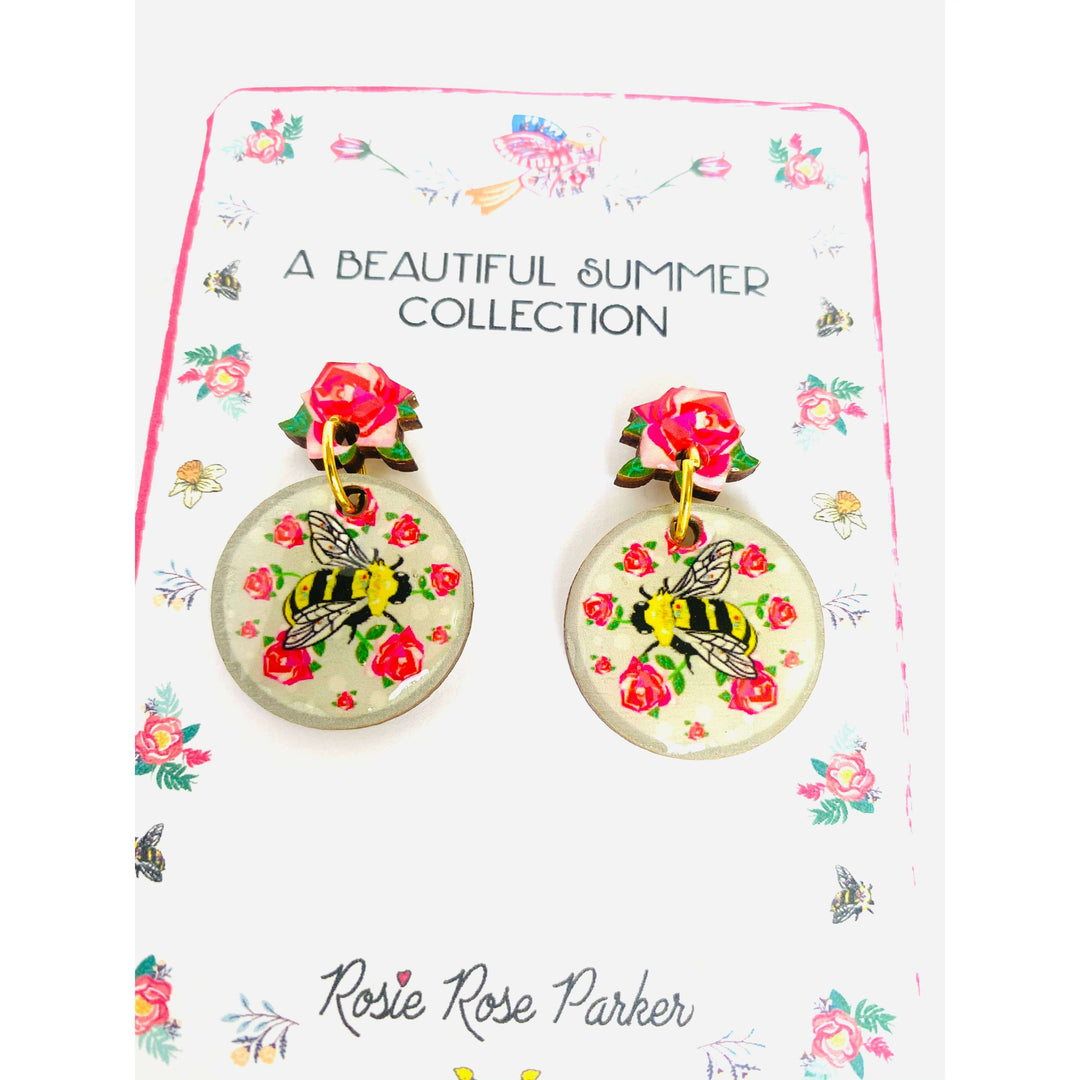 Pretty Bee & Roses Earrings by Rose Rose Parker