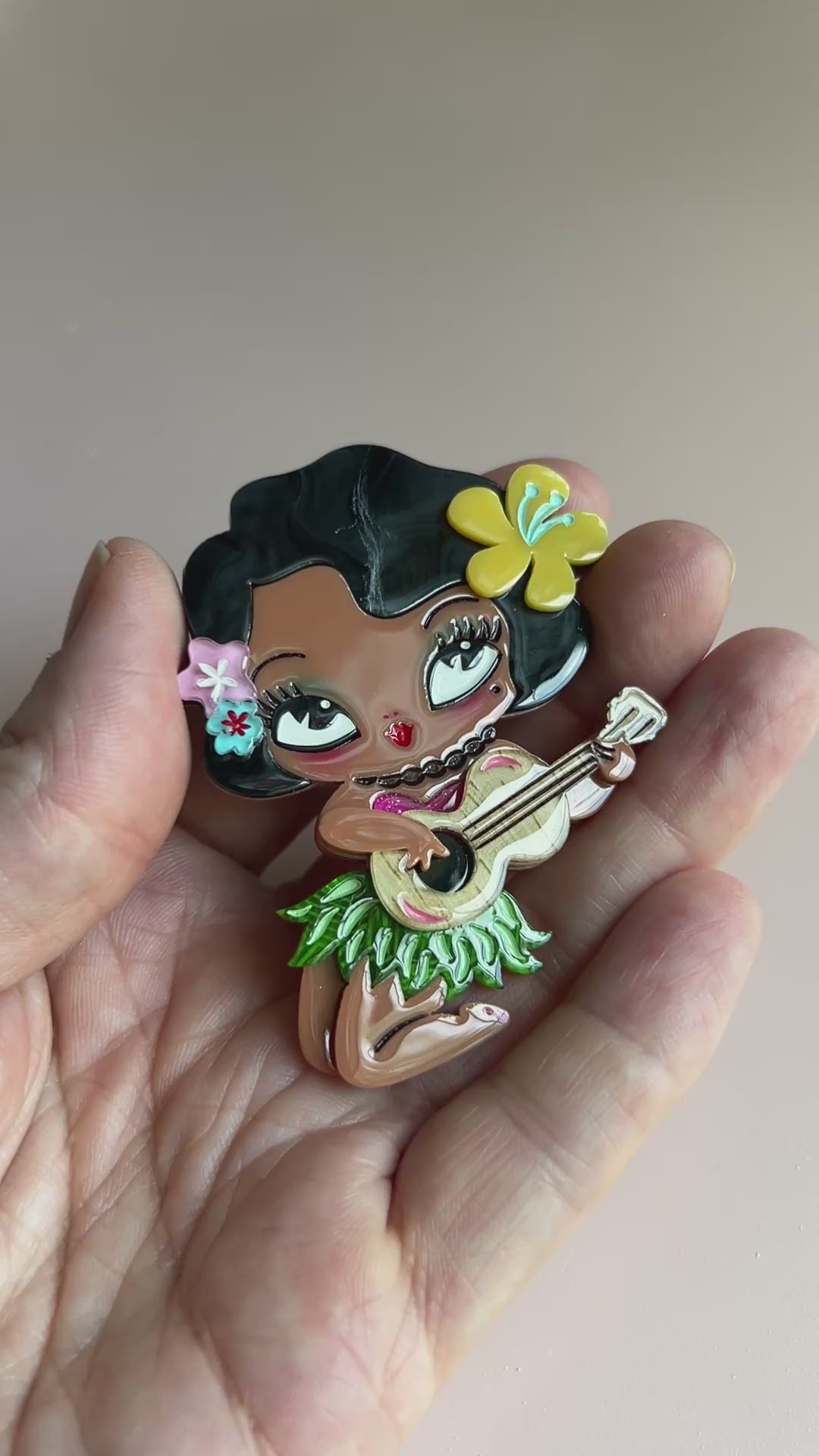 Hula Lula Tiki Girl Brooch by Miss Fluff x Lipstick & Chrome