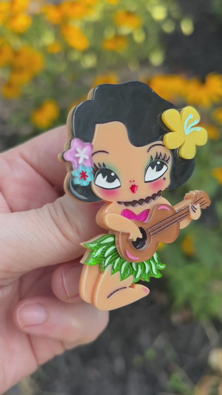 Hula Lula Tiki Girl Brooch by Miss Fluff x Lipstick & Chrome