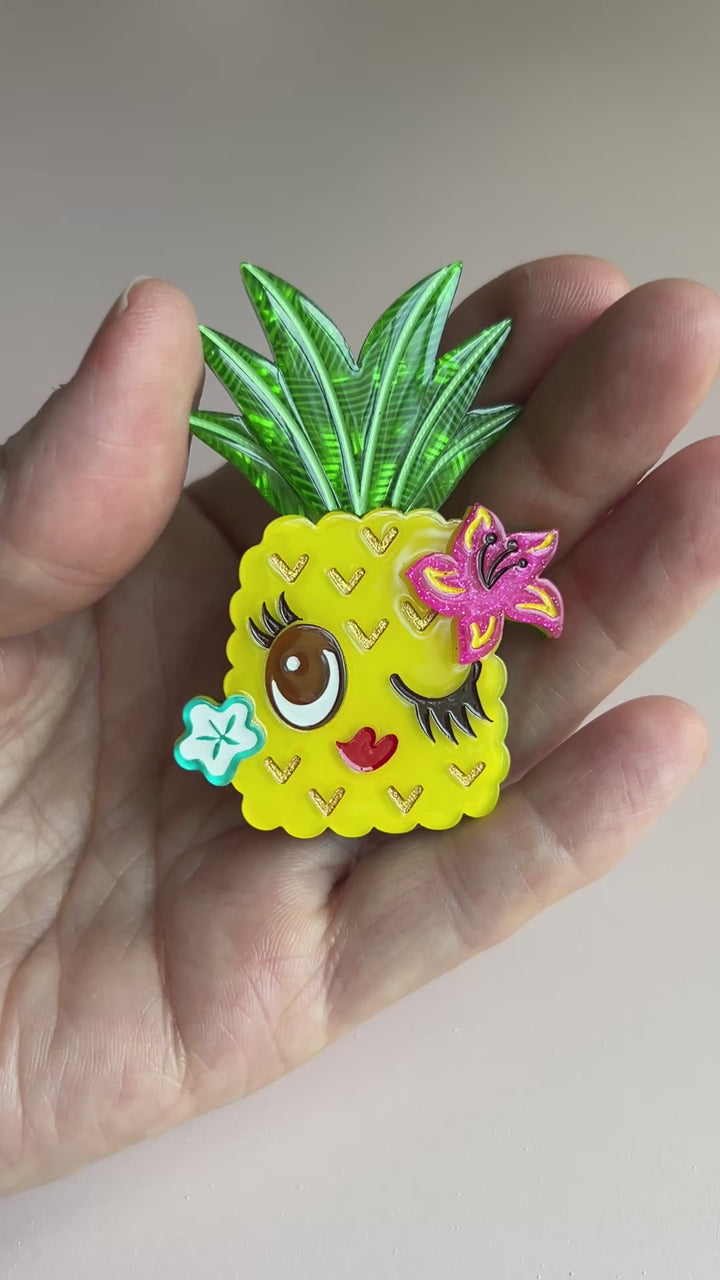 Pucker Up Pineapple Brooch by Miss Fluff x Lipstick & Chrome