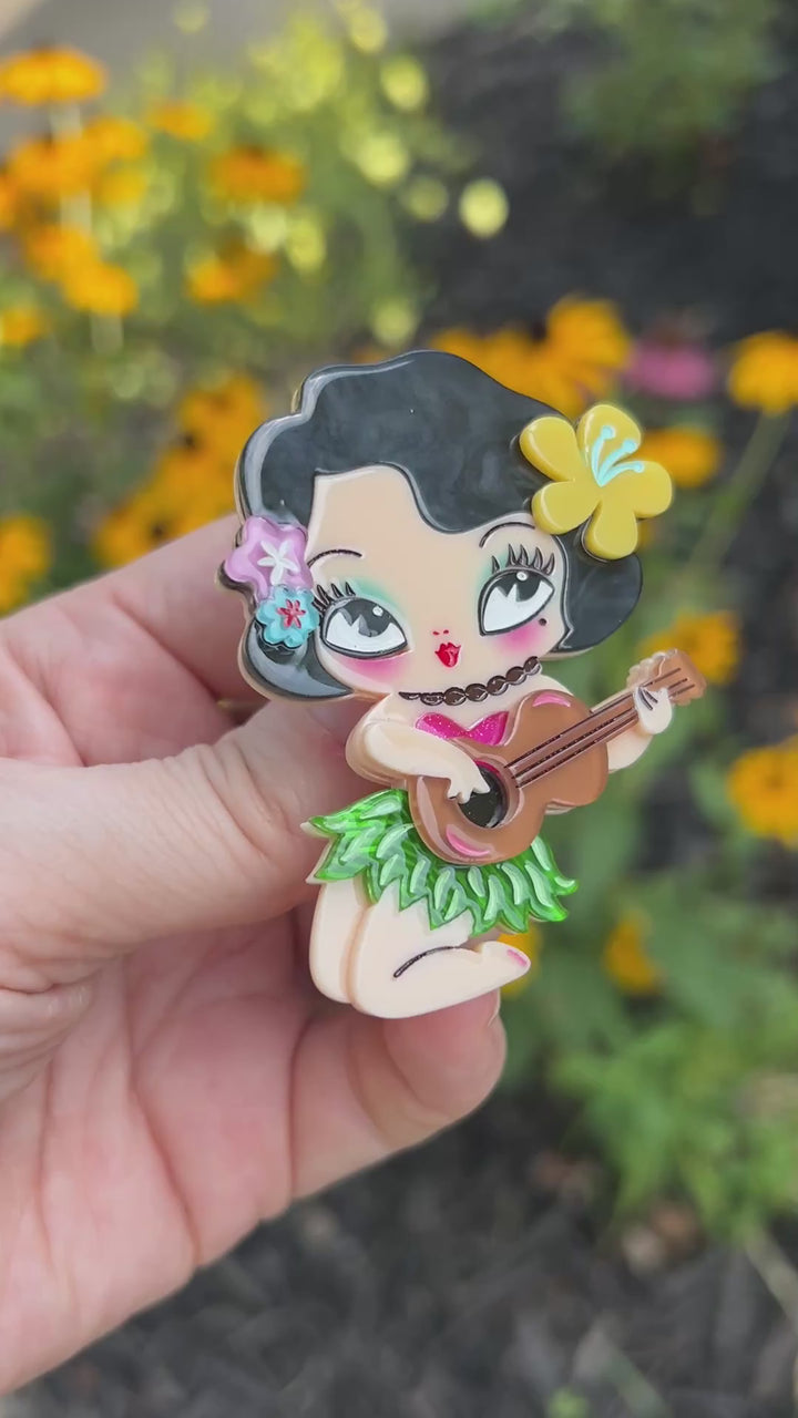 Hula Lula Tiki Girl Brooch by Miss Fluff x Lipstick & Chrome