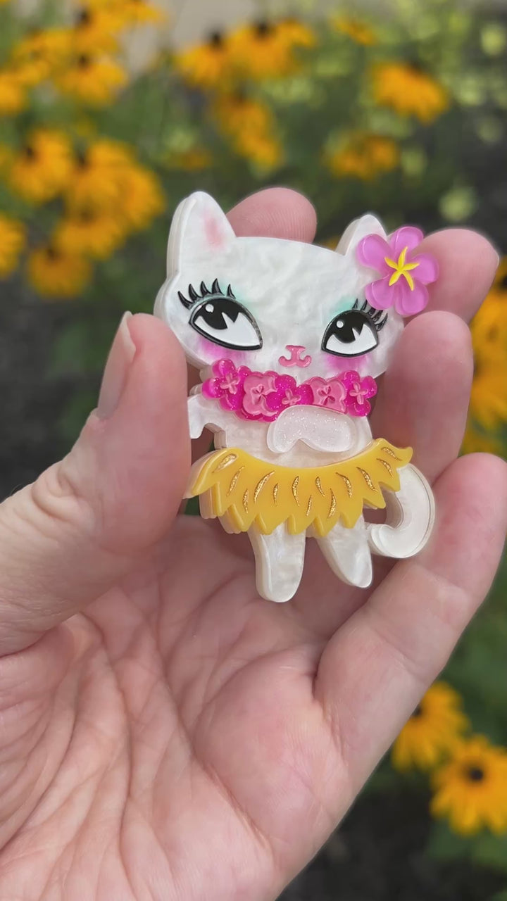 Tiki Hula Kitty Brooch by Miss Fluff x Lipstick & Chrome