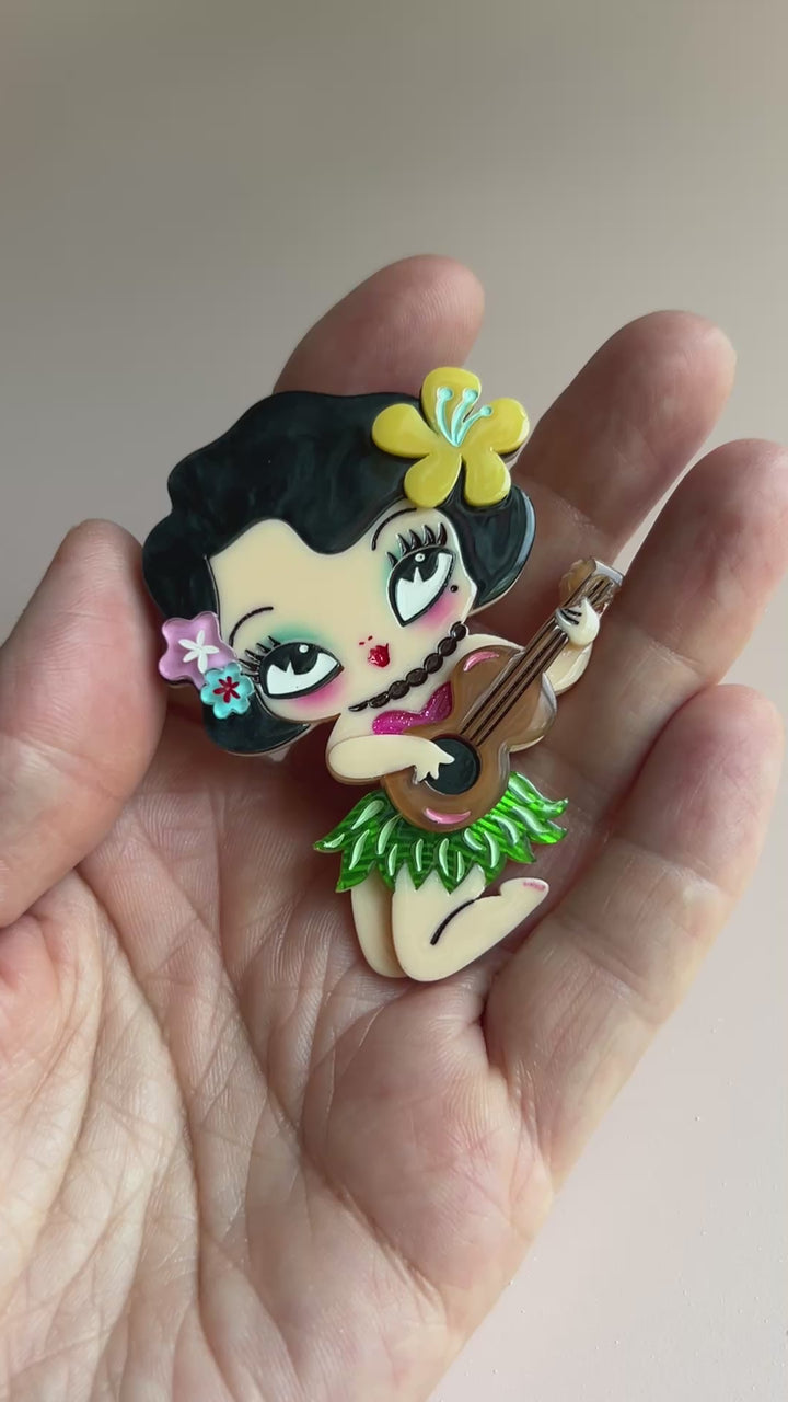 Hula Lula Tiki Girl Brooch by Miss Fluff x Lipstick & Chrome