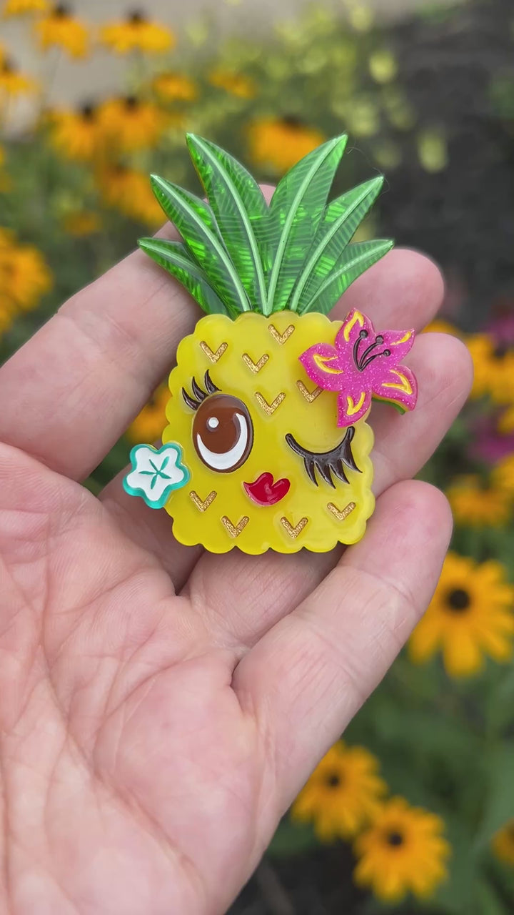 Pucker Up Pineapple Brooch by Miss Fluff x Lipstick & Chrome