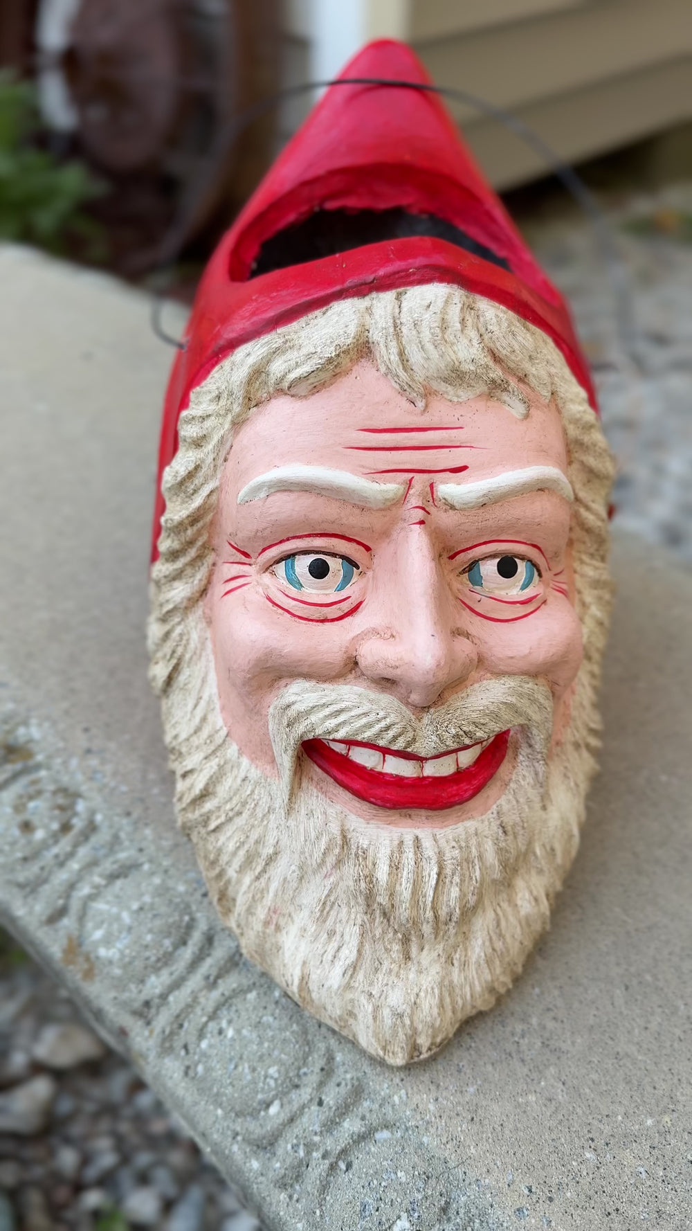 vintage santa christmas paper mache bucket