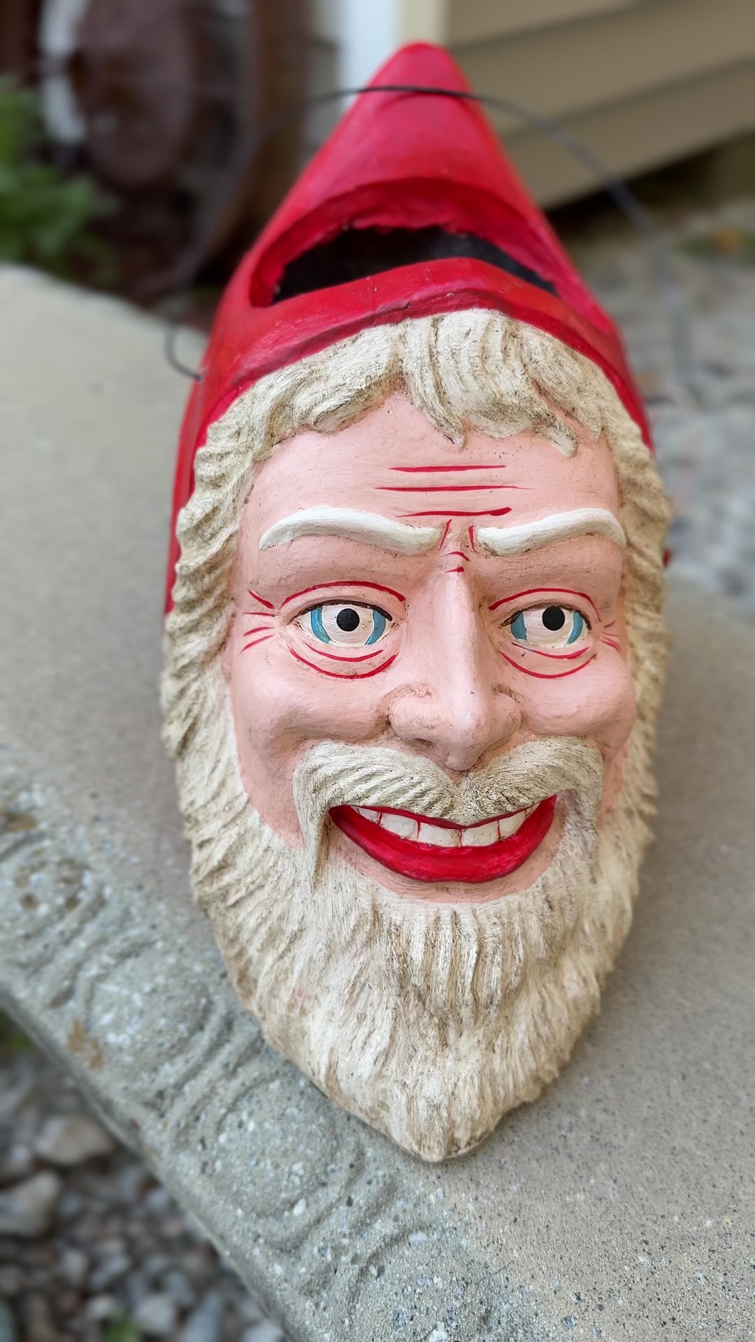 vintage santa christmas paper mache bucket