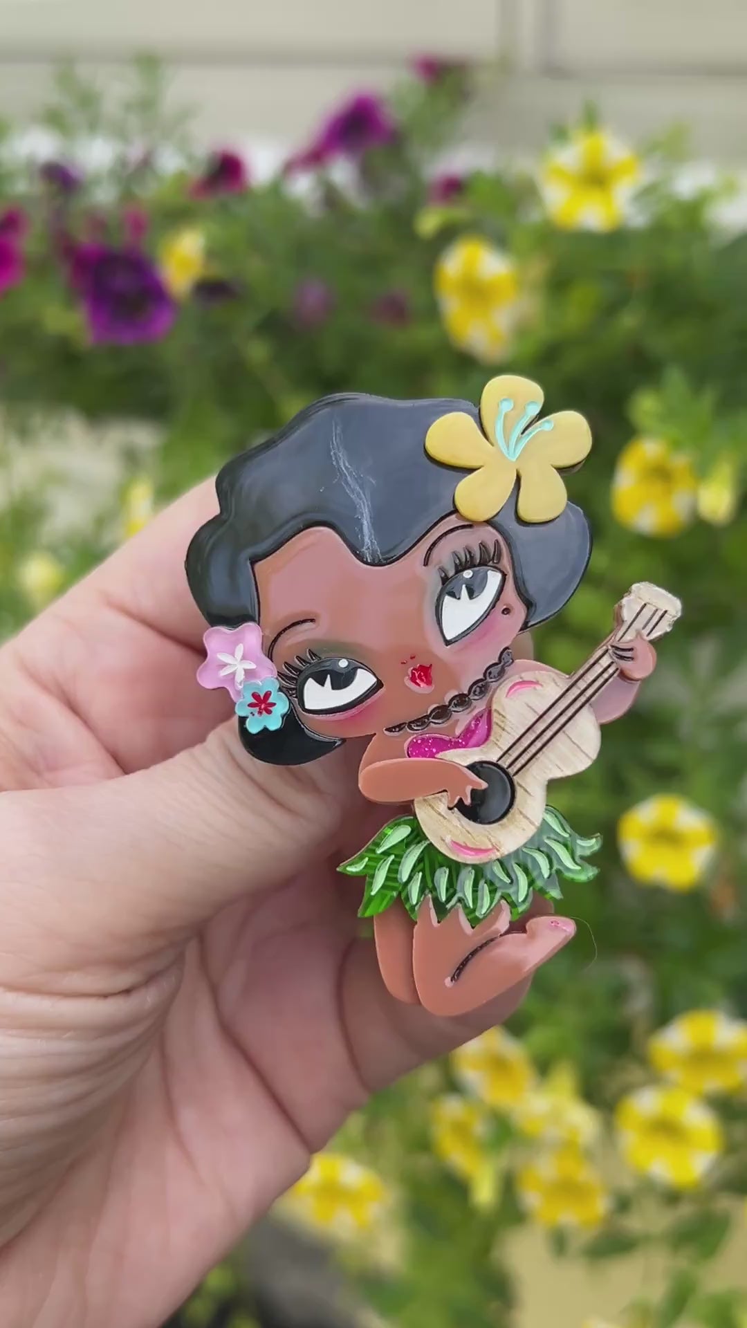 Hula Lula Tiki Girl Brooch by Miss Fluff x Lipstick & Chrome