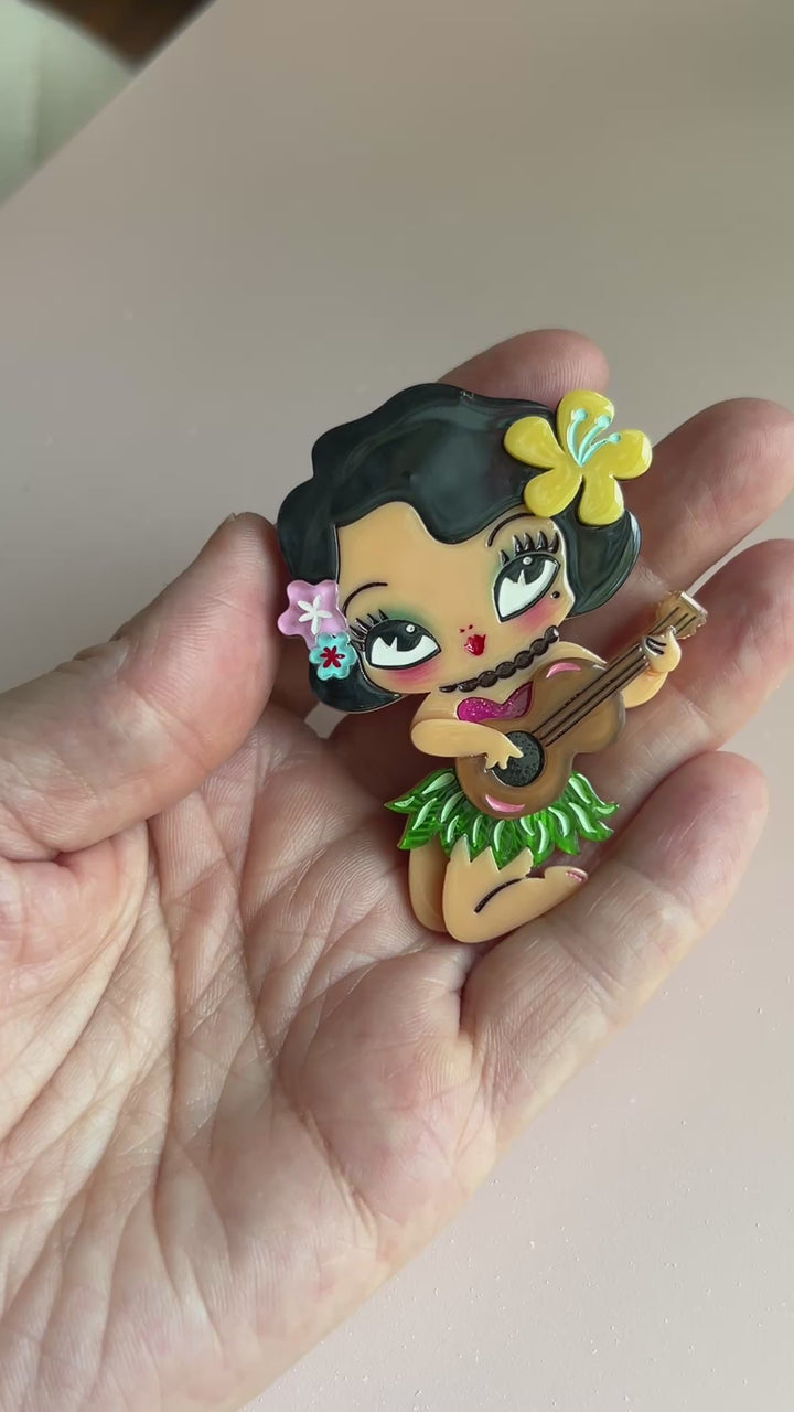 Hula Lula Tiki Girl Brooch by Miss Fluff x Lipstick & Chrome