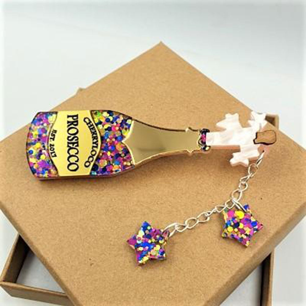 Prosecco Bottle Brooch by Cherryloco Jewellery 5