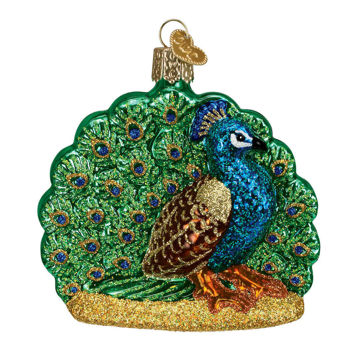 Old World Christmas Proud Peacock Blown Glass Ornament