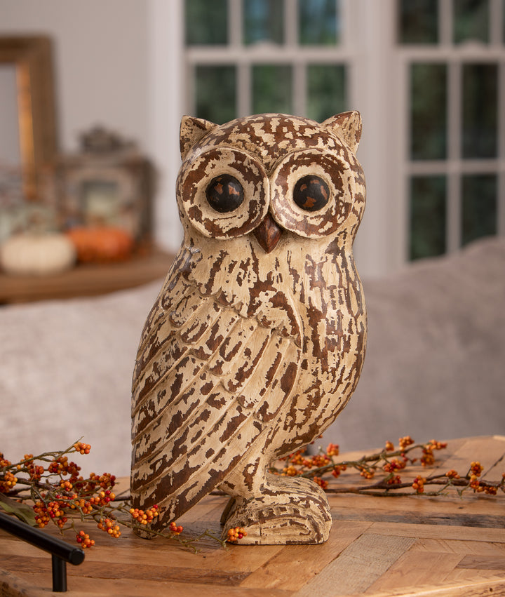 Handcarved 12" Wise Owl by Bethany Lowe Designs, halloween decor