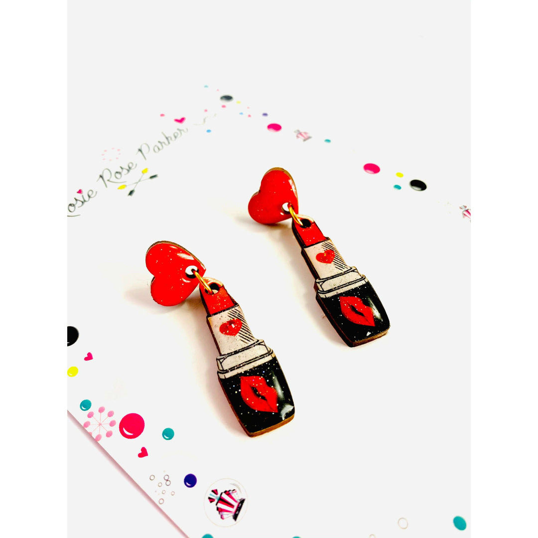 Pucker Up Lipstick Earrings by Rosie Rose Parker