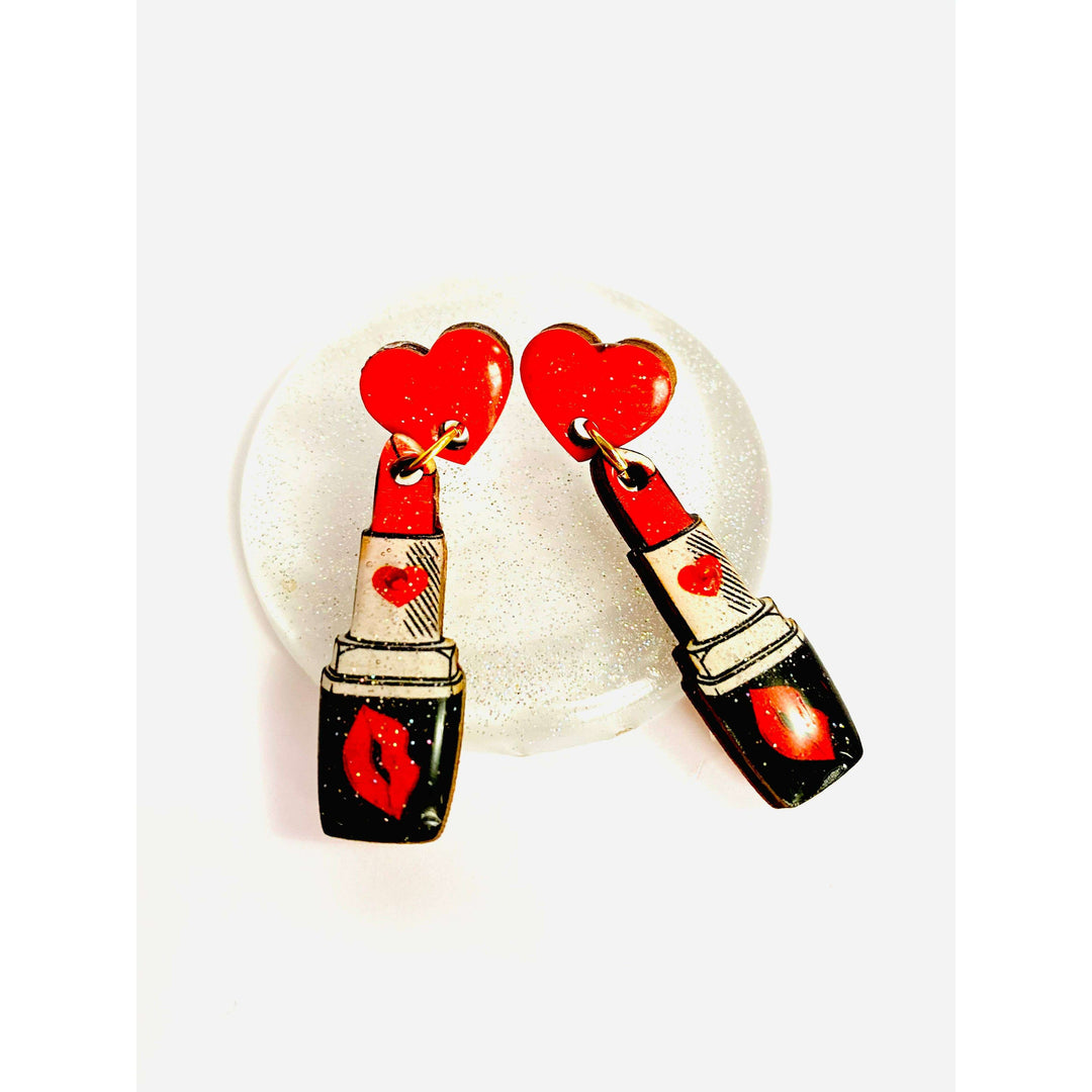 Pucker Up Lipstick Earrings by Rosie Rose Parker