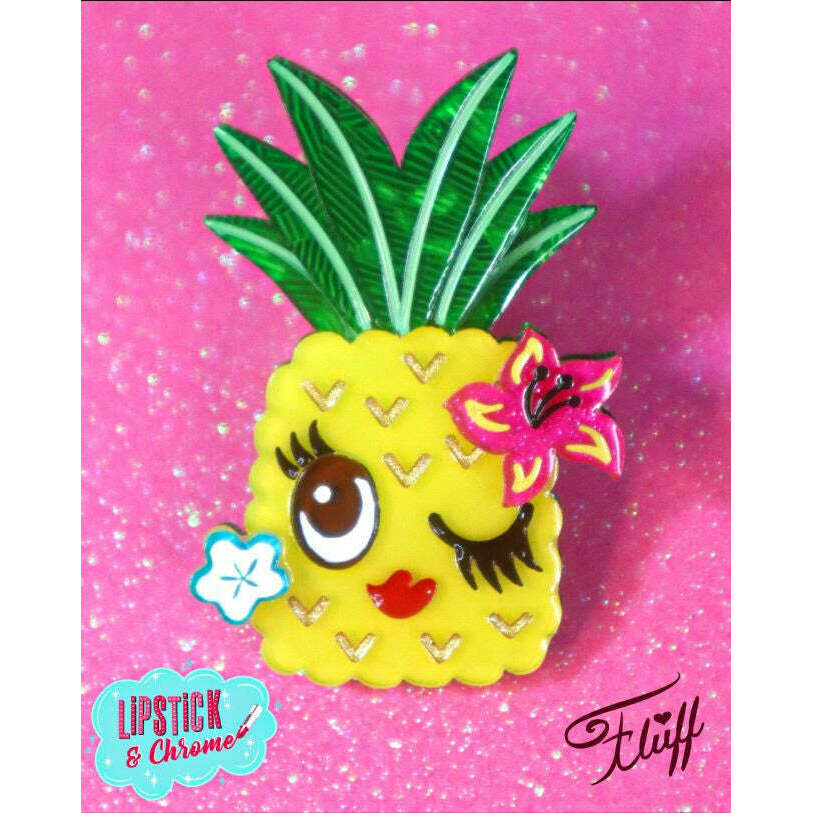 Miss Fluff Tiki Bundle — 3 Tropical Brooches | Lipstick & Chrome – view 4
