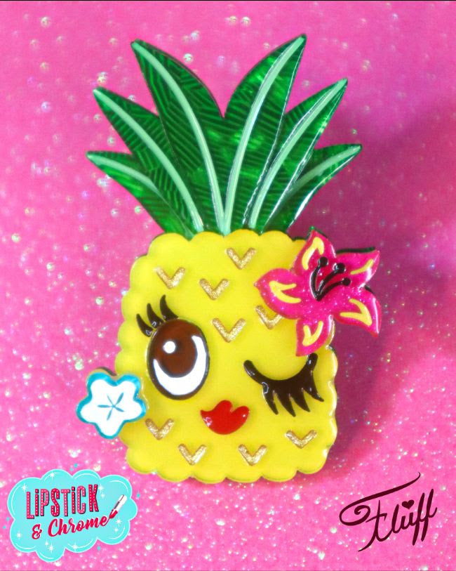 Pucker Up Pineapple Brooch by Miss Fluff x Lipstick & Chrome