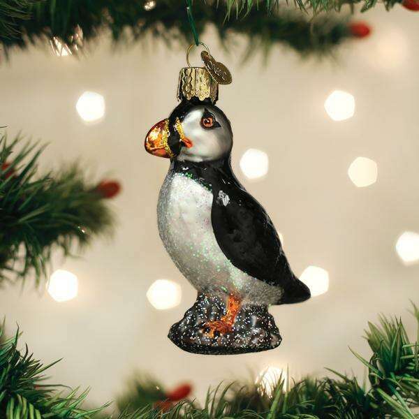 Old World Christmas Puffin Blown Glass Ornament