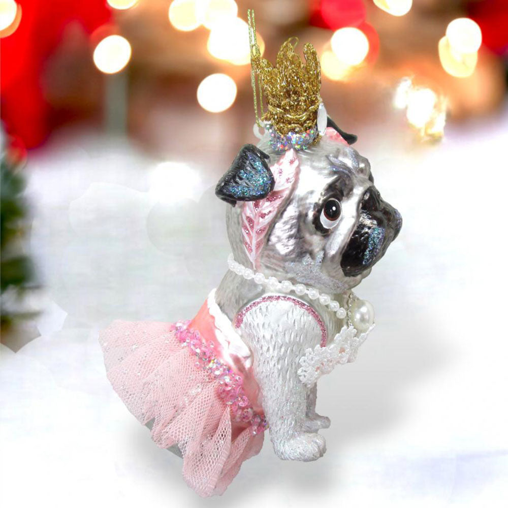 Pug as Princess Ornament by December Diamonds 