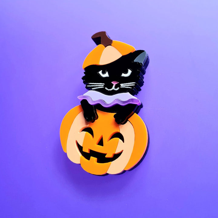 Pumpkin Kitty Brooch by Cherryloco Jewellery 3